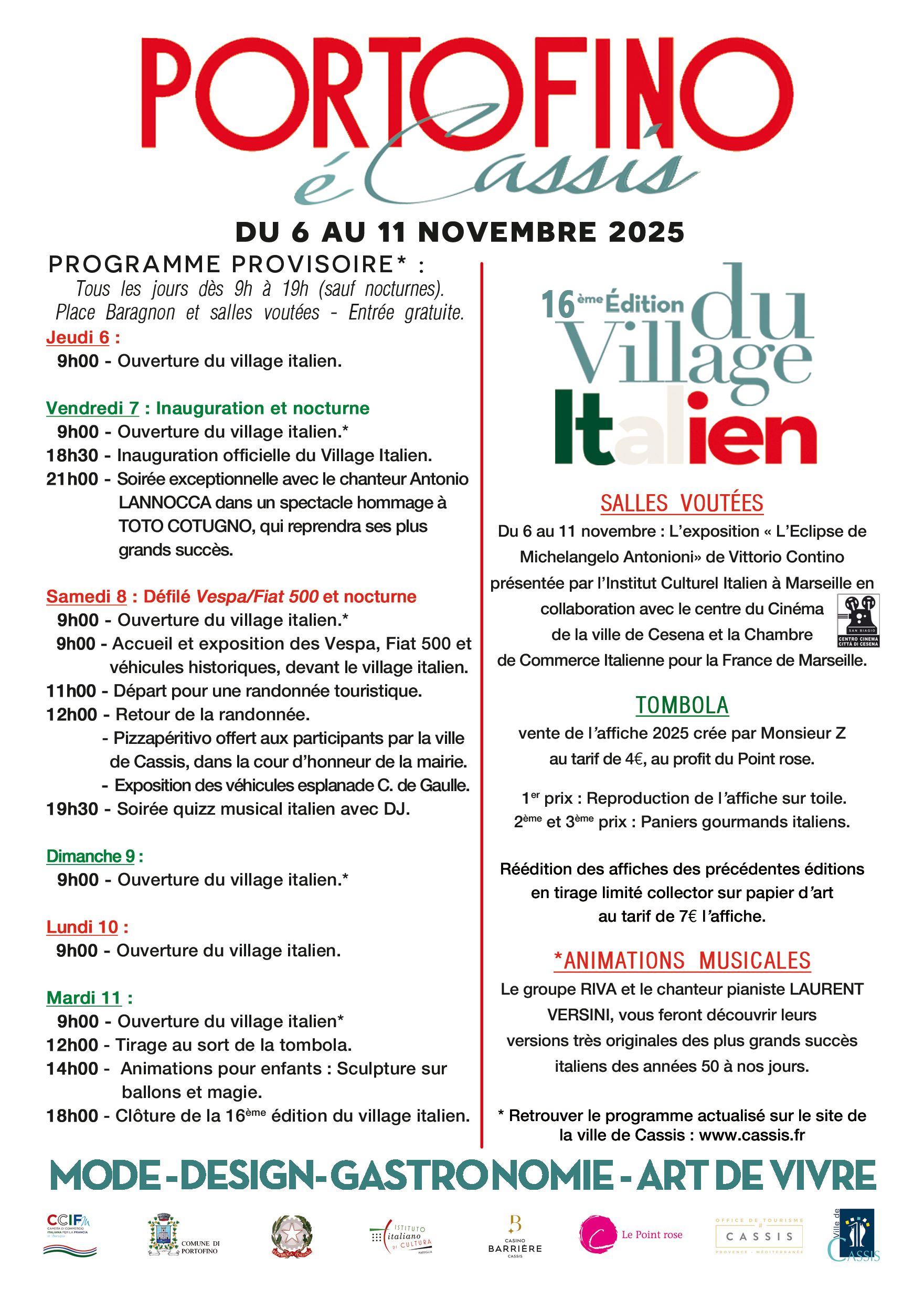 Programme Portofino Cassis Programme Portofino Cassis