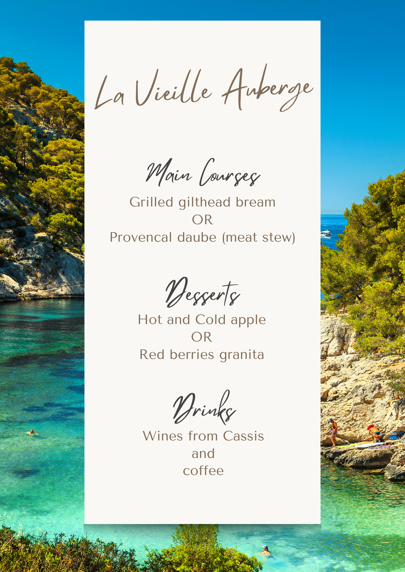 Vieille Auberge Menu
